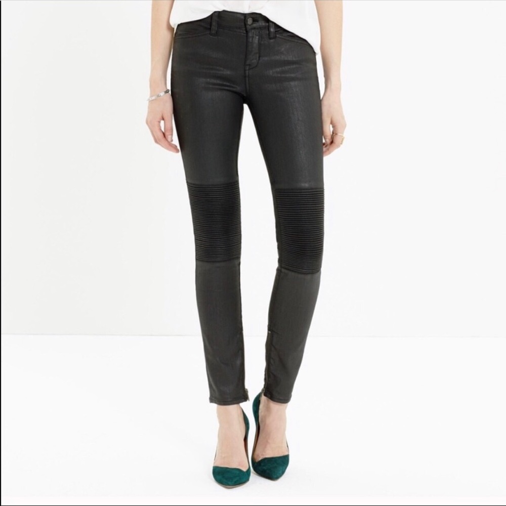 Madewell Coated denim moto jeans
